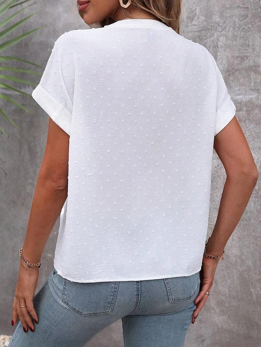 Leilani™ - TOP avec des pois suisses blancs et des boutons
