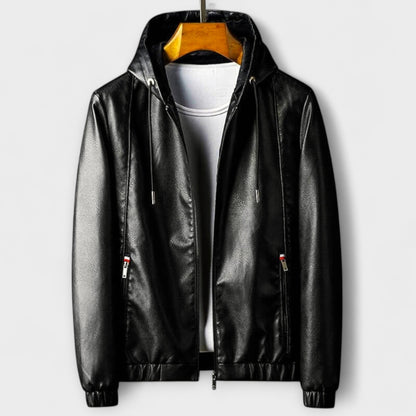 Veste en Éco-Cuir à Capuche